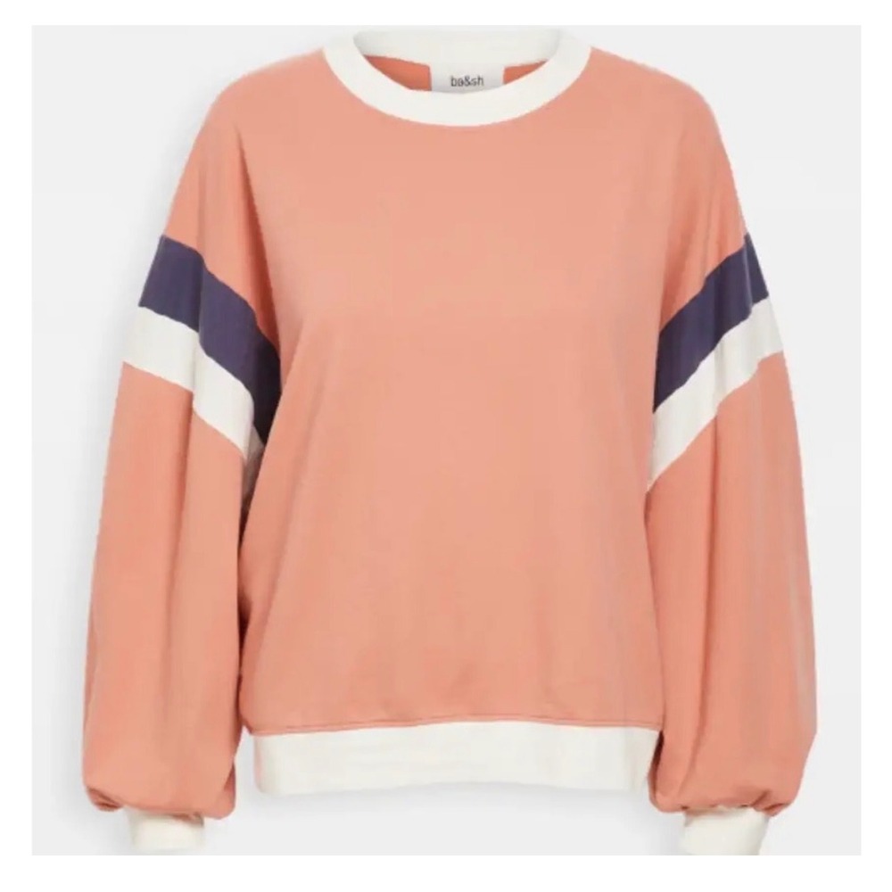 Ba&sh Maurry Coral Pink Colorblock Balloon Batwing Sleeve Sweatshirt Small